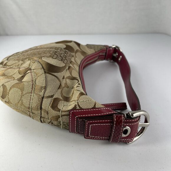 Y2K Coach Patchwork Purse Monogram Hobo Shoulder Bag Red Crocodile Print Handle - Picture 7 of 16